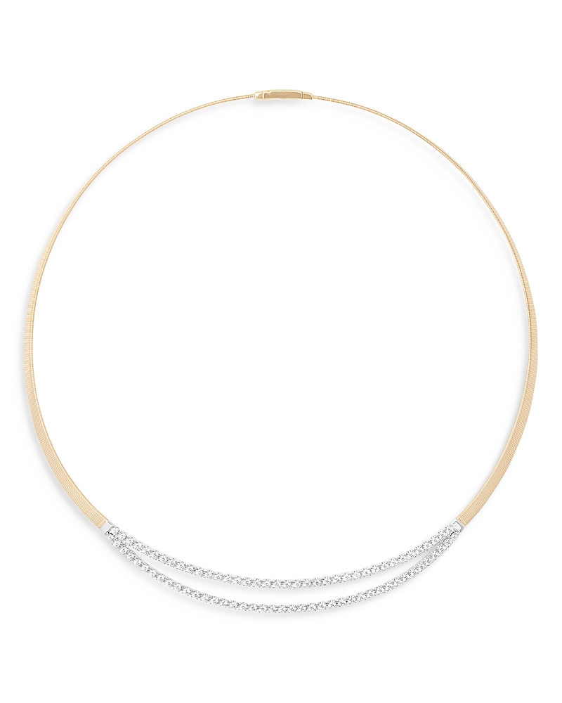 Marco Bicego 18k Yellow Gold Masai Diamond Double Row Bar Collar Necklace, 16.5 In White/gold