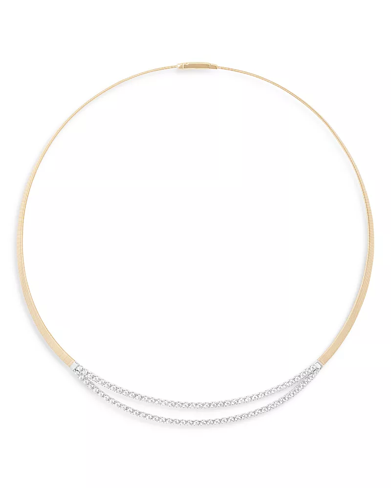 Marco Bicego 18K Yellow Gold Masai Diamond Double Row Bar Collar Necklace, 16.5