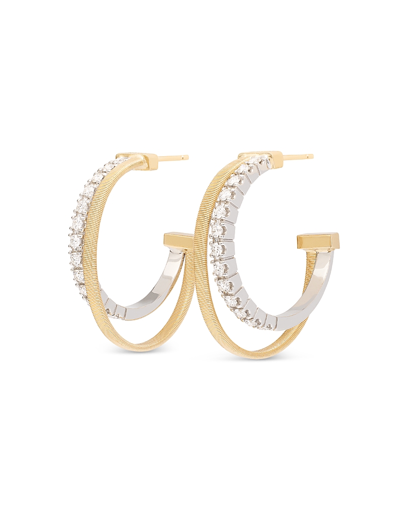 Marco Bicego 18K Yellow & White Gold Masai Diamond Double Hoop Earrings