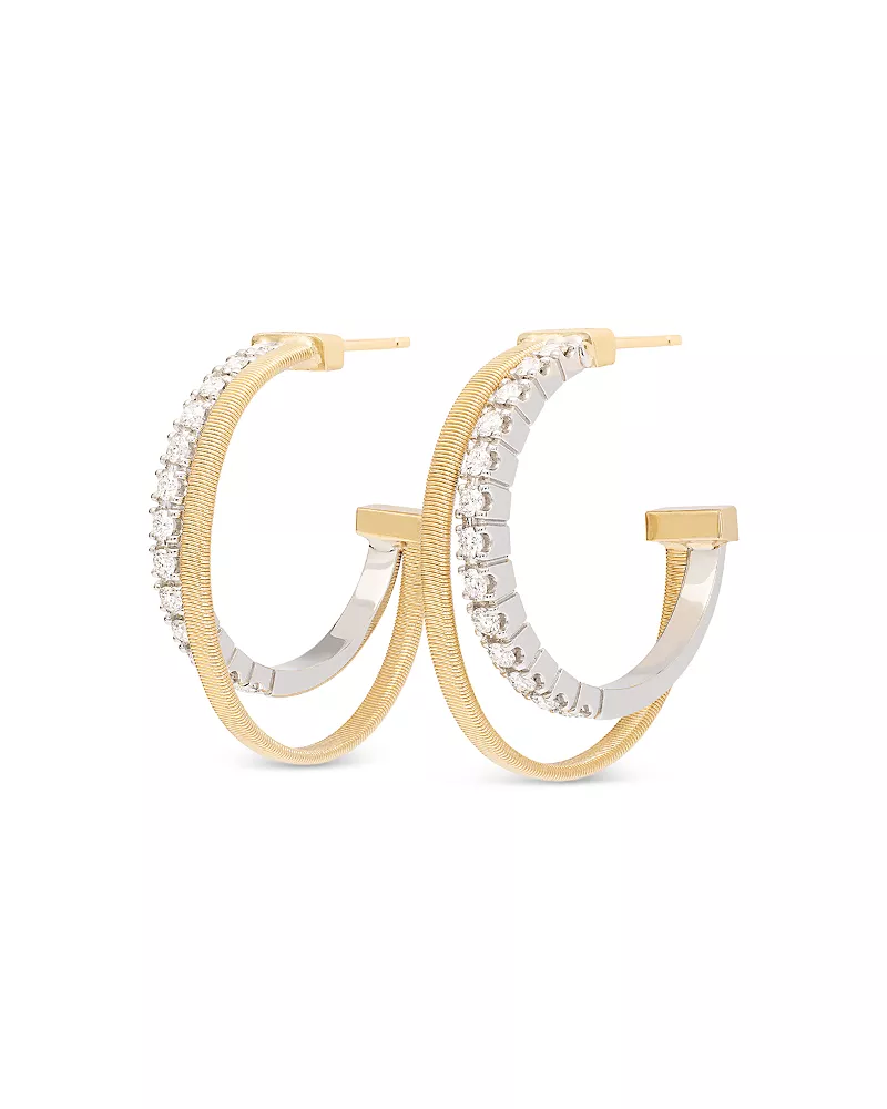 Marco Bicego 18K Yellow & White Gold Masai Diamond Double Hoop Earrings