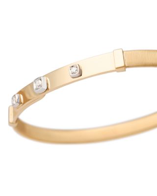 18K Yellow Gold Masai Diamond Station Coil Thin Bangle Bracelet