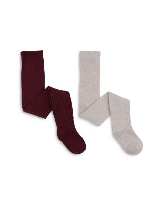 Capelli - Girls' Cable & Solid Knit Tights, 2 Pack - Little Kid