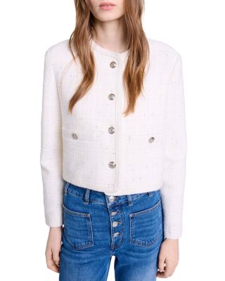 Maje Voyce Braided Tweed Cardigan