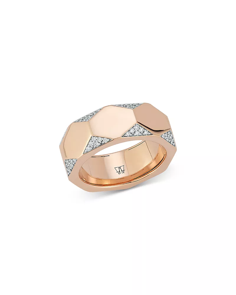 Walters Faith 18K Rose Gold Diamond Quentin Hexagon Band