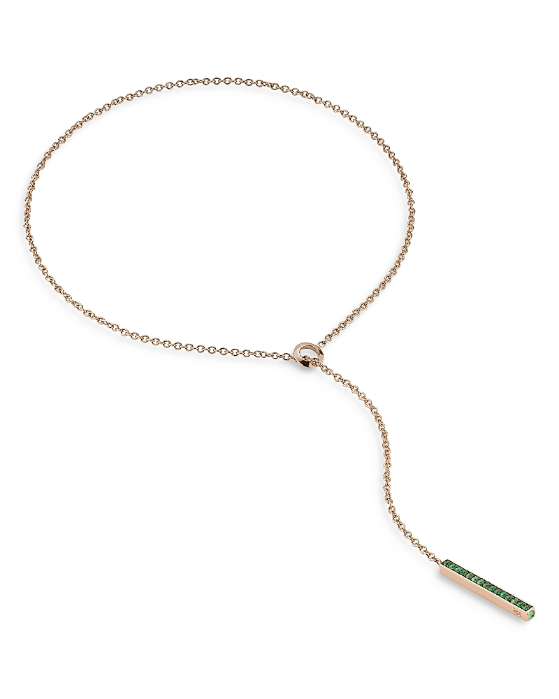 Walters Faith 18K Rose Gold Emerald Bar Lariat Necklace, 20