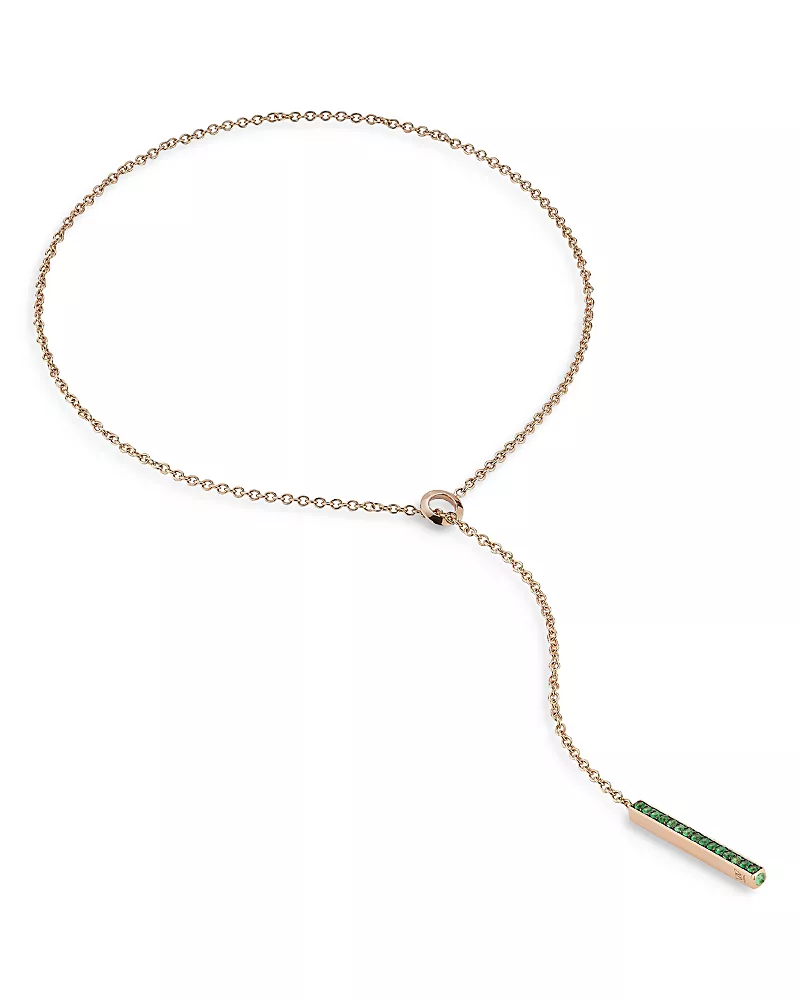 Walters Faith 18K Rose Gold Emerald Bar Lariat Necklace, 20