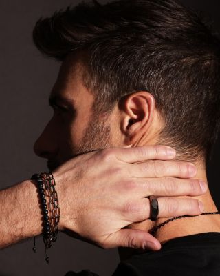 Men's 18K Rose Gold Onyx & Diamond Origami Beaded Bracelet