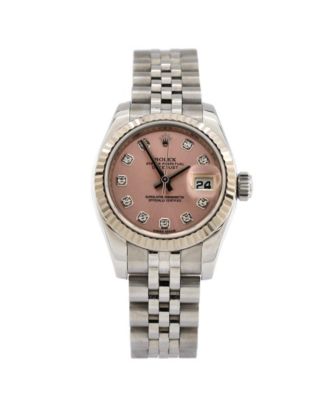 Pre-Owned Rolex Oyster Perpetual Datejust Automatic Watch in Stainless Steel and White Gold with Diamond Markers 26mm