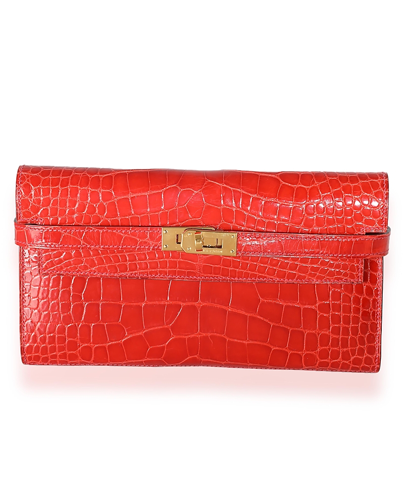 Pre-owned Pre-owned Hermes Hermes Kelly Exotic Wallet In Orange