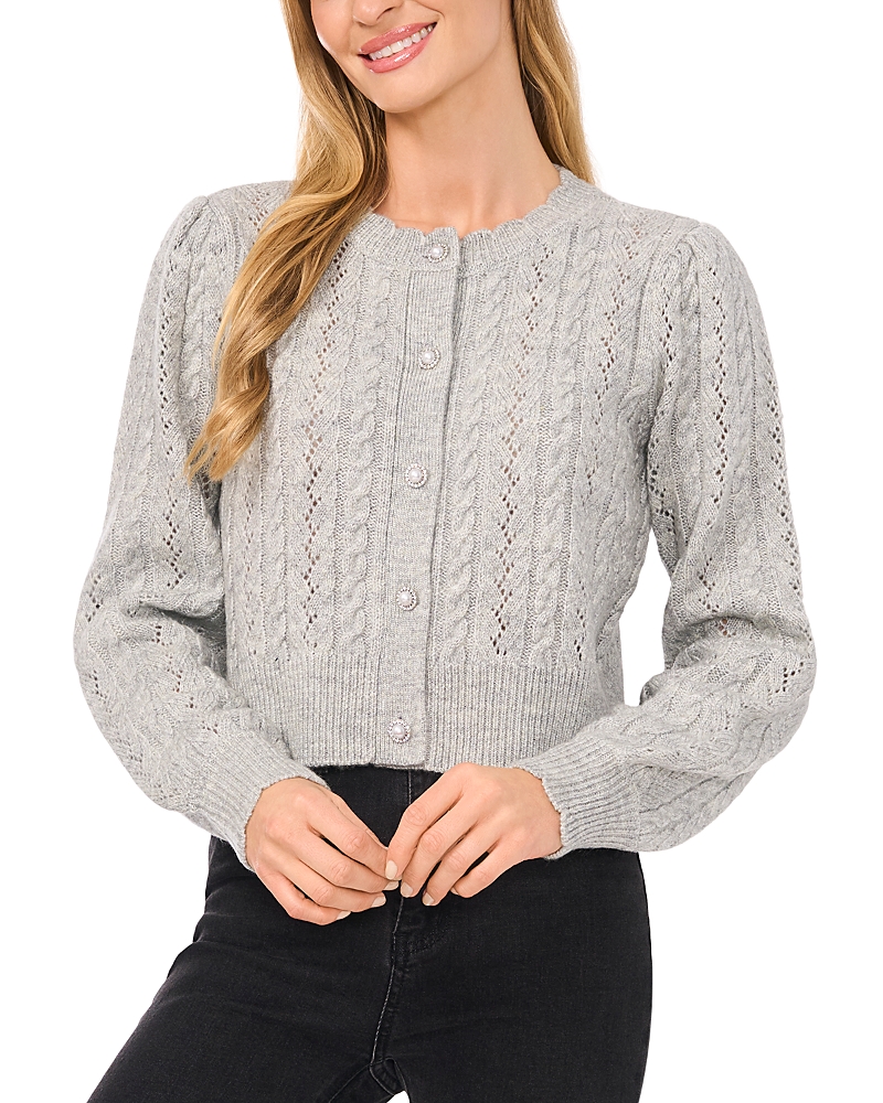 CeCe Pointelle Cable Knit Cardigan