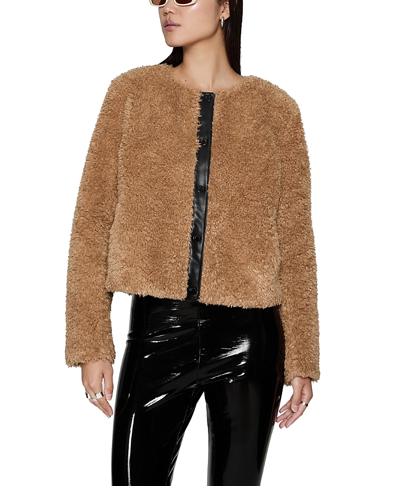 Rebecca Minkoff Wyatt Faux Fur Jacket In Dark Beige