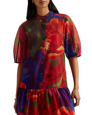 Ted Baker Miru Organza Tropical Bloom Midi Dress | Bloomingdale's