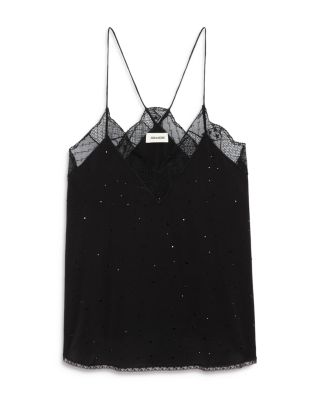 Silk Lace Trim Embellished Cami