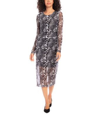 Karen Kane Mesh Side Shirred Midi Dress