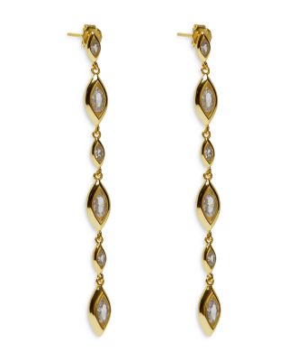 Argento Vivo Cubic Zirconia Vertical Marquise Linear Drop Earrings in 18K Gold Plated Sterling Silver