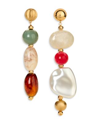 Cult Gaia - Mercier Multicolor Large Bead Mismatch Statement Earrings in Gold Tone
