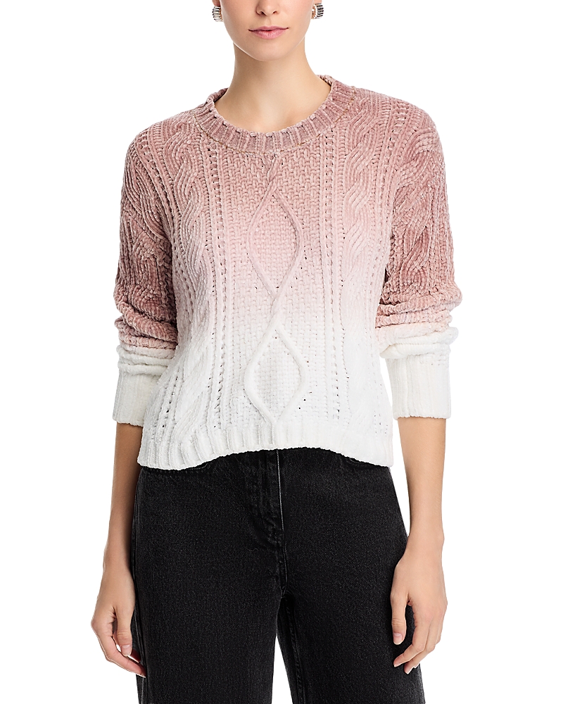 Shop Bella Dahl Chenille Cable Crew Sweater In Mocha Ombre Dye