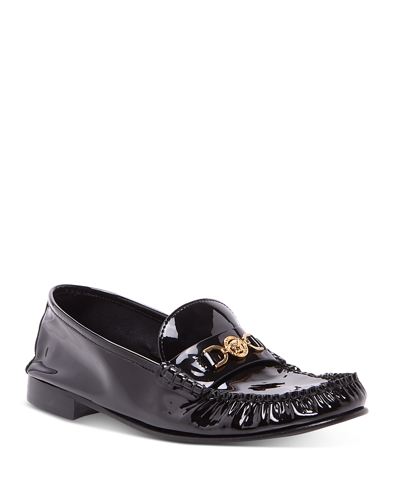 Versace Women's Slip On Embellished Loafer Flats In Black