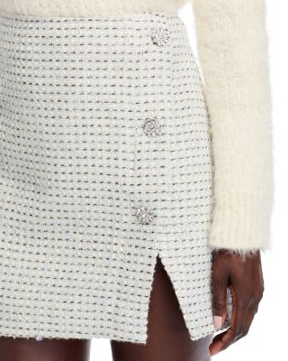 Slit Tweed Mini Skirt