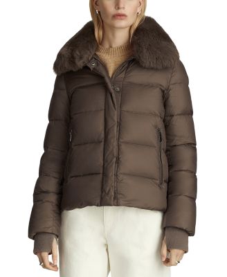 Vera Shearling Trim Down Coat 