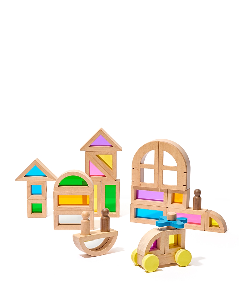 Kiwico Rainbow Blocks And Cars Building Set - Ages 18 Months+
