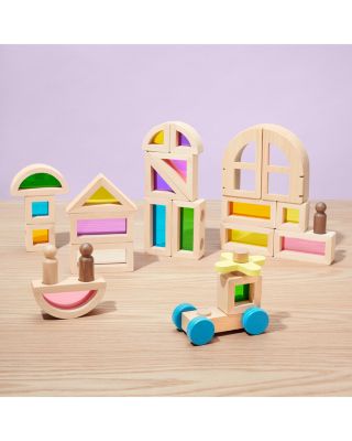 Rainbow Blocks and Cars Building Set - Ages 18 months+