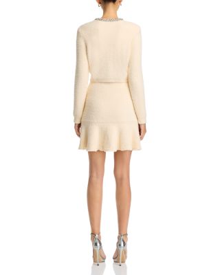 Cream Rhinestone Trim Knit Cardigan