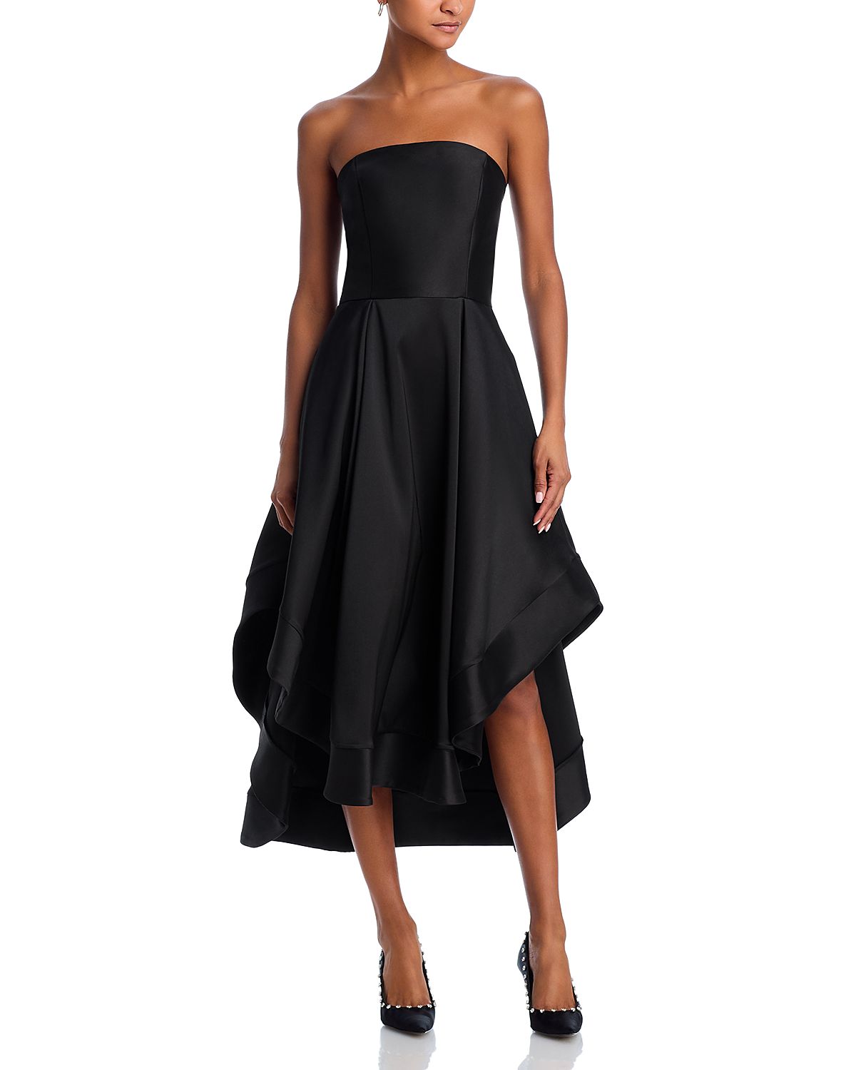 Aqua Mikado Strapless Midi Gown - Exclusive