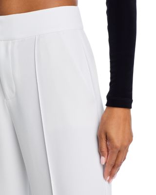 Dylan High Waist Wide Leg Pants in White Crystal Trim Crepe