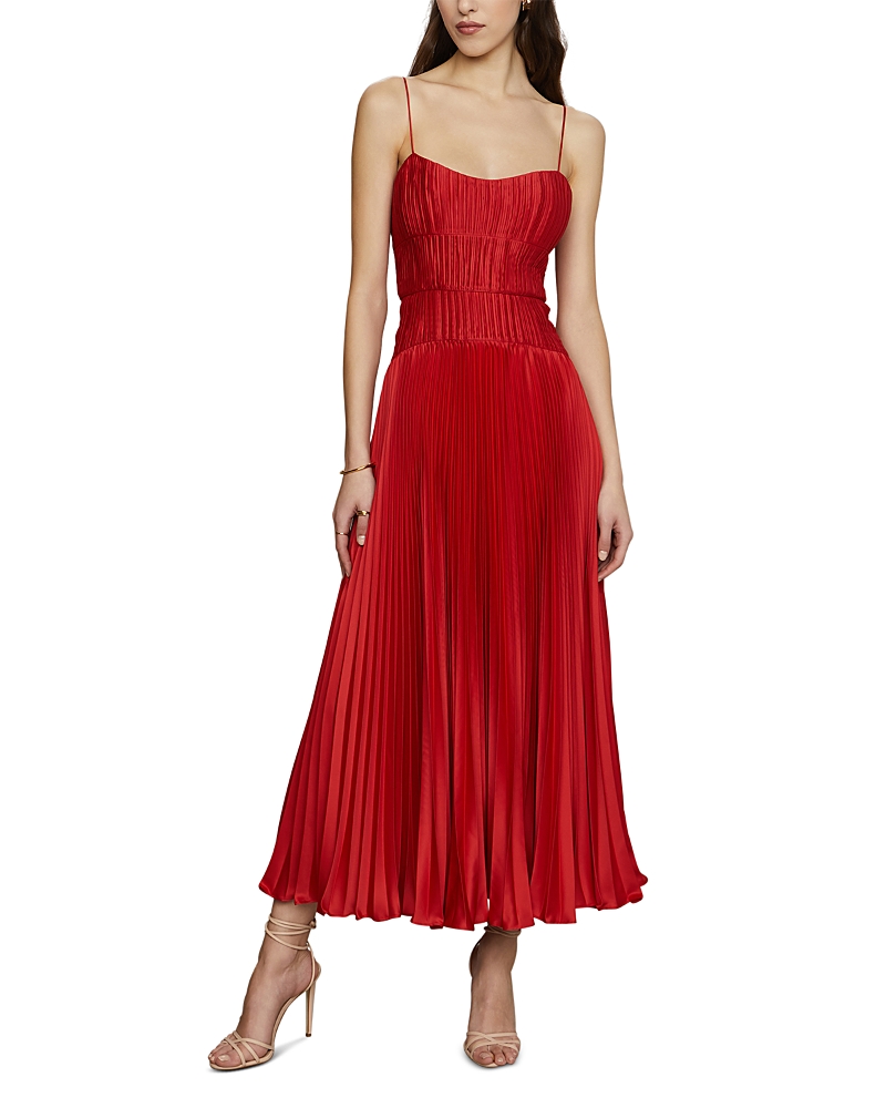 Amur Cherry Drop Waist Midi Dress In Red Calla Lily