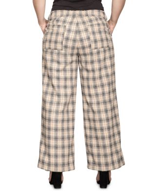 Plus Size Plaid Wide Leg Pants