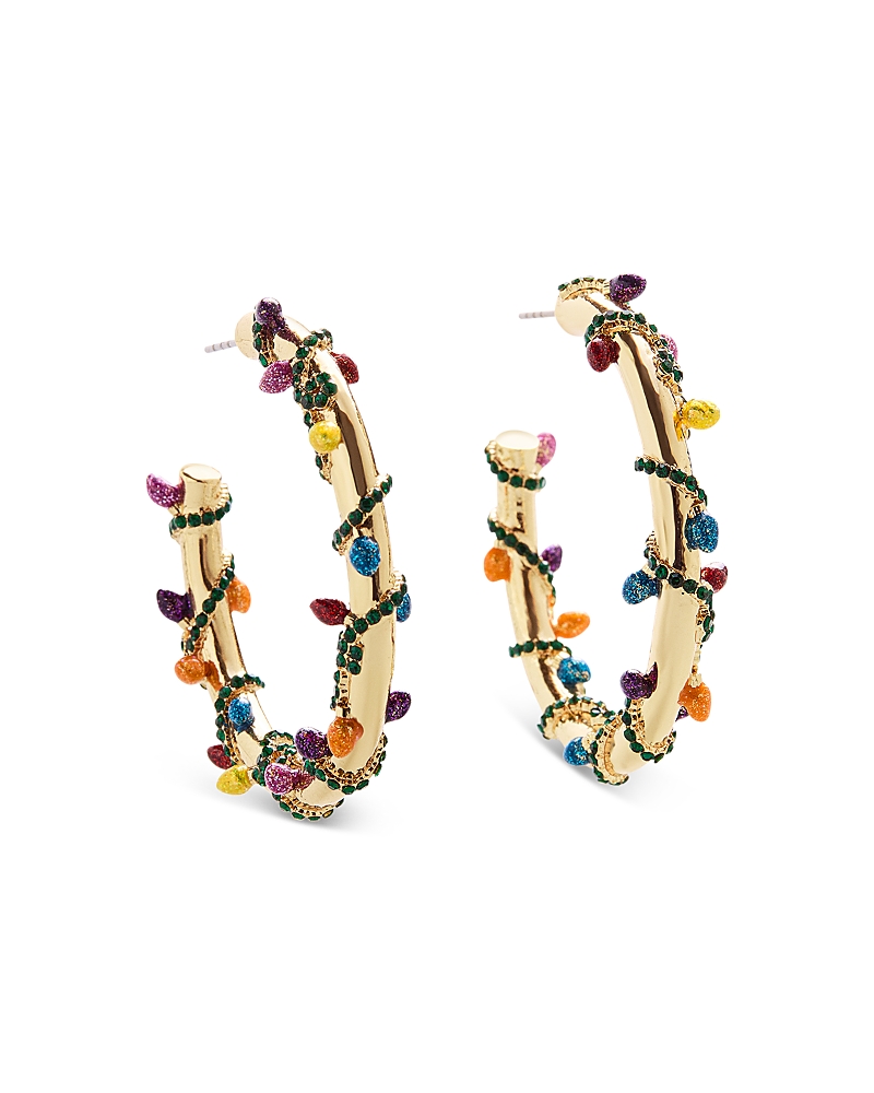 Baublebar Wrapped In Lights Pave & Glitter Lights Hoop Earrings in Gold Tone