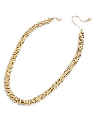 Ella Sculptural Bead Collar Necklace in Gold Tone, 18"-21"  