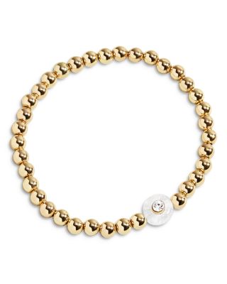 Baublebar Pave & Stone Beaded Stretch Bracelet in Gold Tone