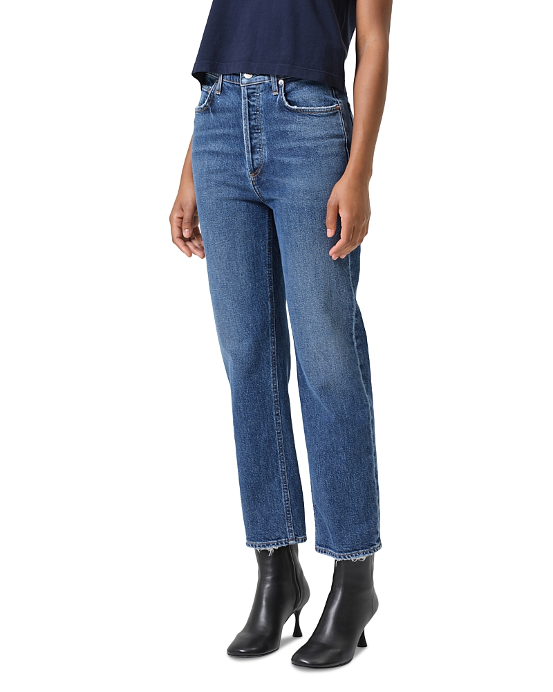 Agolde Pinch Waist High Rise Kick Flare Jeans In Fix In Blue