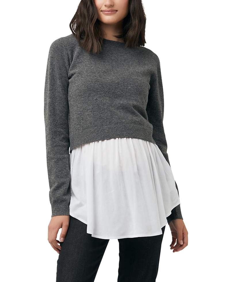 Shop Ripe Maternity Sandy Detachable Nursing Knit Sweater In Charcoal Marle