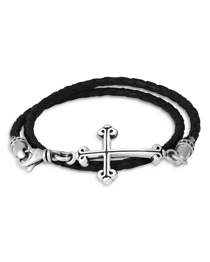 King Baby Studio Traditional Cross Braided Leather Double Wrap Bracelet