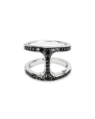 Sterling Silver Phantom Black Diamond Double Row Statement Ring