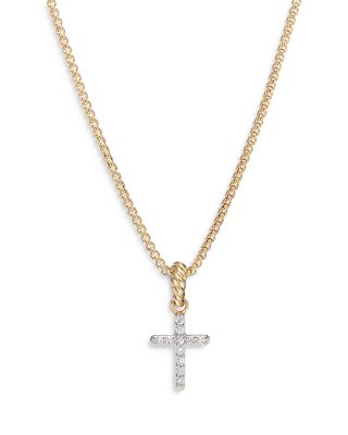 David Yurman - Cable Collectibles&reg; Cross Amulet in 18K Yellow Gold with Diamonds, 17mm