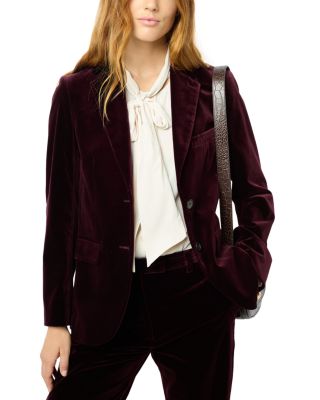 Gerard Darel Maeva Velvet Single Breasted Blazer