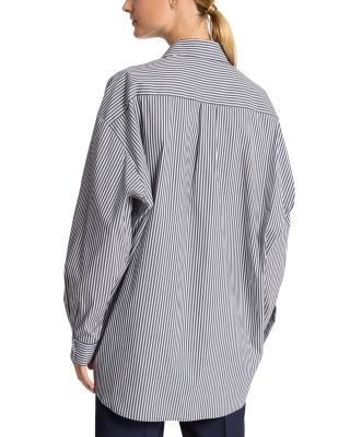 Striped Cotton Poplin Button Up Shirt
