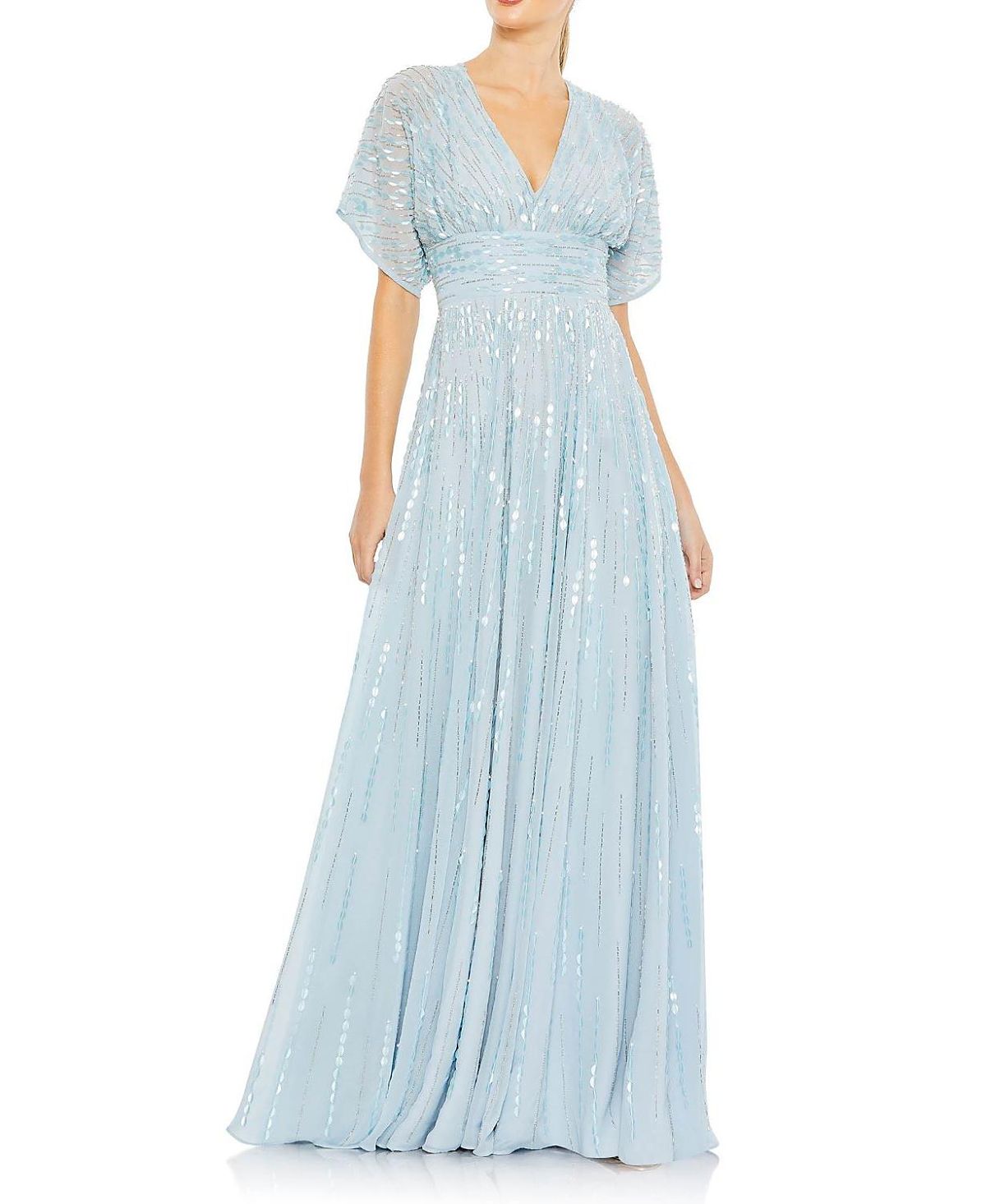 Mac Duggal Embellished V Neck Evening Gown