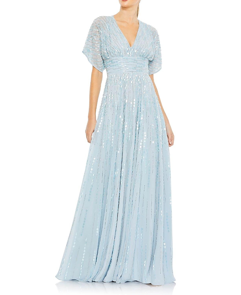 Mac Duggal Embellished V Neck Evening Gown
