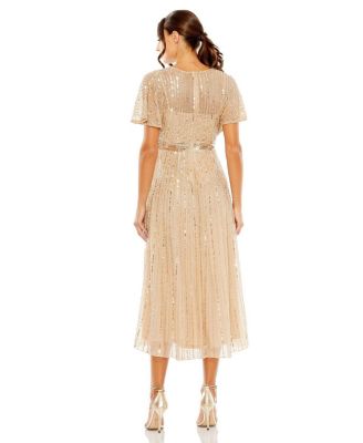 A Line Embellished Short Sleeve Dress