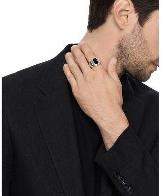 Men's Deco Signet Ring with Black Onyx