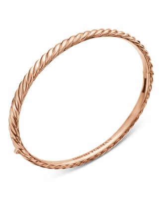 Sculpted Cable Bangle Bracelet in 18K Rose Gold