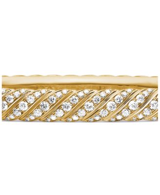18K Yellow Gold Sculpted Cable Pav&eacute; Diamond Bangle, 6.2mm