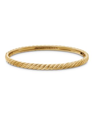 Sculpted Cable Bangle Bracelet in 18K Yellow Gold, 4.6mm