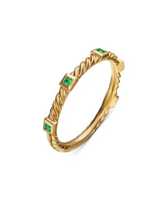 18K Yellow Gold Cable Sapphire Stack Band Ring