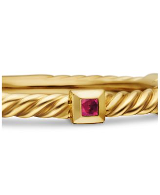 18K Yellow Gold Cable Sapphire Stack Band Ring